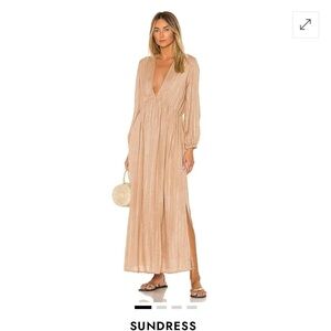 SUNDRESS Chicago Long Women's Elegant Long Sleeve Maxi Dress - Tan Size XS Small